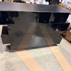 8 Drawer Double Dresser in Irregular Shape, Wood Dresser Chest with Glossy Surface black (BOX) $170