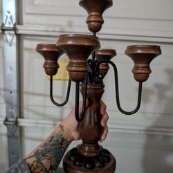 Wooden Vintage Candle Holder 