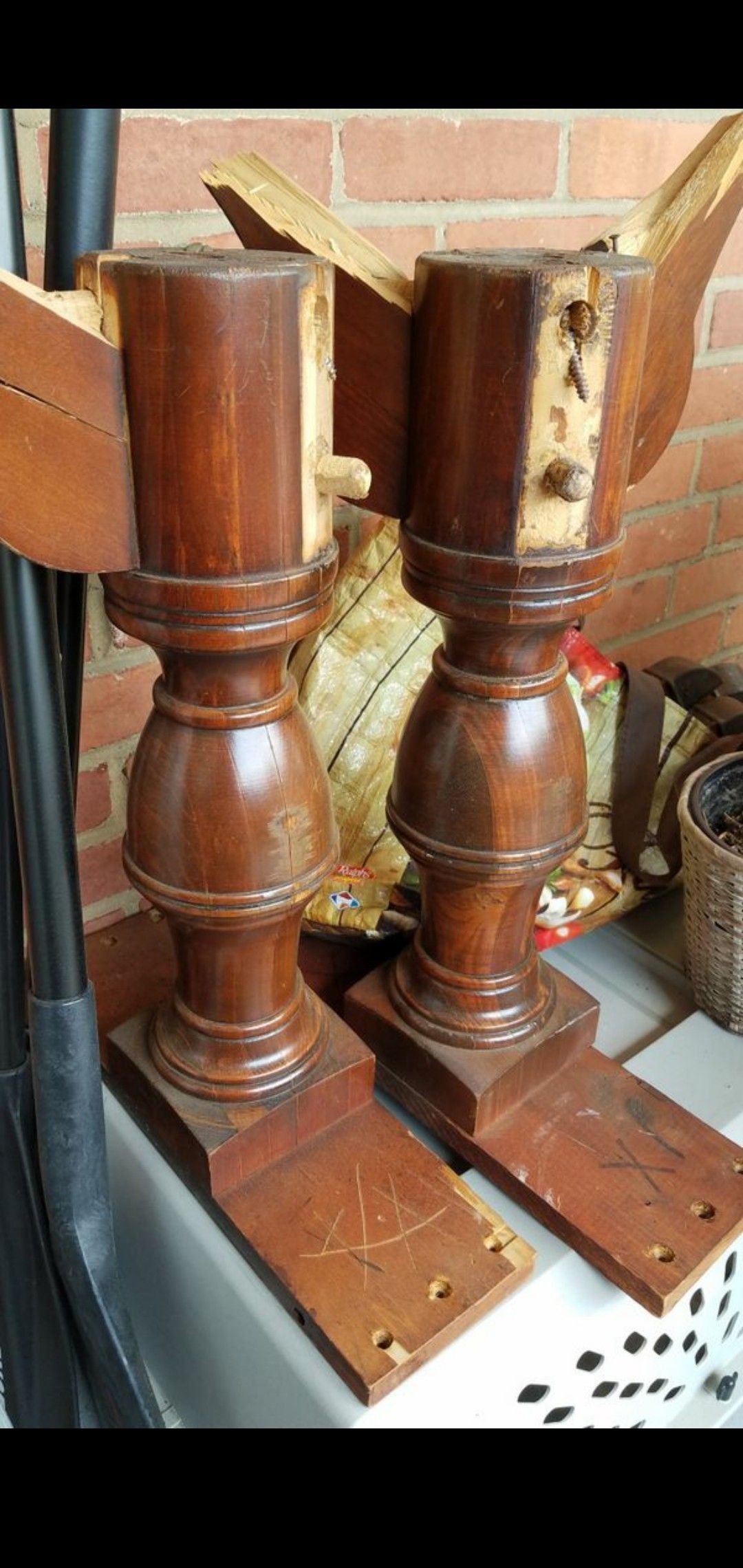 Antique mahogany pedestals for repurposing