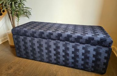 Upholstered Storage Bench | Deep Navy. New Fabric