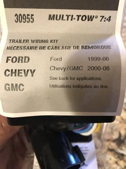 Trailer wiring kit for Ford or Chevy/GMC