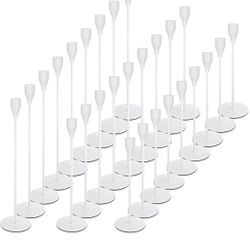 POTCHEN 27-piece set of candle holders, 9 sets of taper candlesticks,SILVER COLOR  long candle sticks, centerpiece decoration for home, 