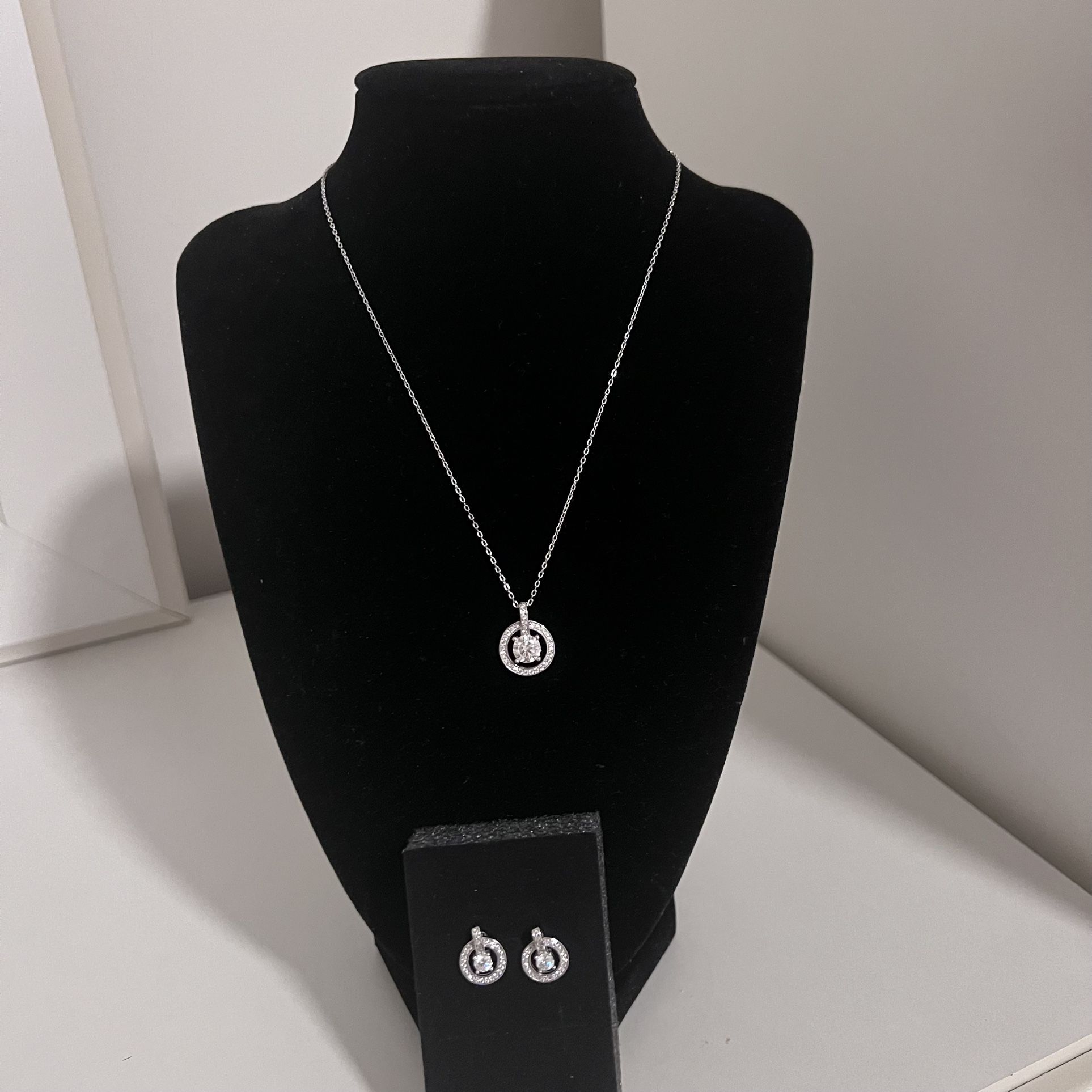 Certified Moissanite Necklace And Earrings