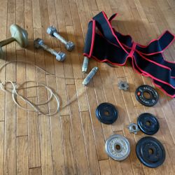 Many Exercise Items, Including A Nice Jump Rope, An Almost New Back Support And More (NO SHIPPING)