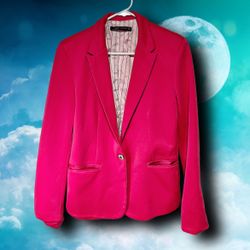 Zara Woman Fuchsia Pink Blazer Jacket Women’s Medium Single Button Career Dressy
