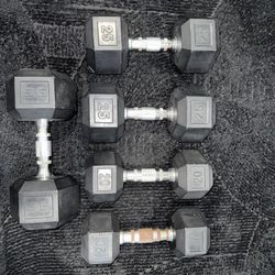 Rubber Hex Dumbbells – 125 lbs Total