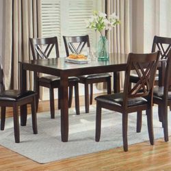 7-pcs Dining Set, Table + 6 Chairs. Expresso Color. 