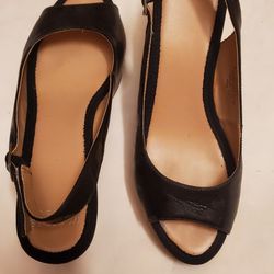 Black Wedge Cork Sandals 8.5M