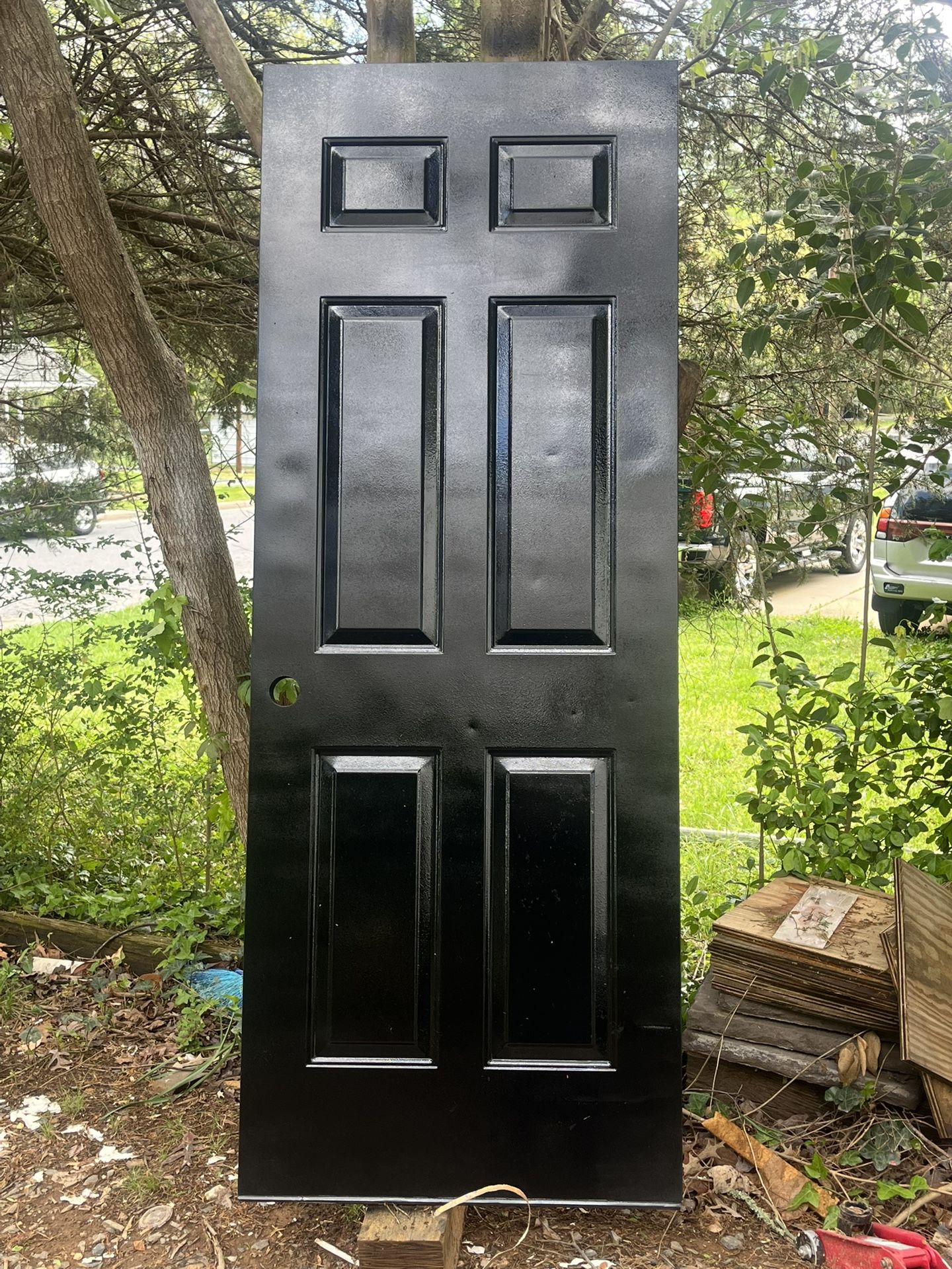 BLACK EXTERIOR DOOR (USED GOOD)