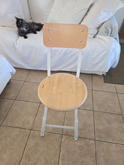 Adjustable Stool with Wood Seat and Back