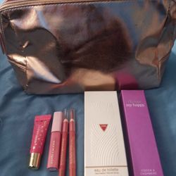 Make Up Bag With Perfume's And Lip Glosses All New 