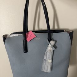 Kate Spade Margaux large work tote in hazy blue leather