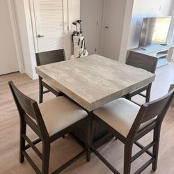 Modern Counter-Height Dining Set – Table + 4 Chairs
