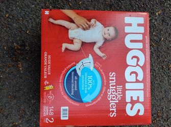 Huggies Size 2 Little Snuggler Diapers , 148 Diaper Count