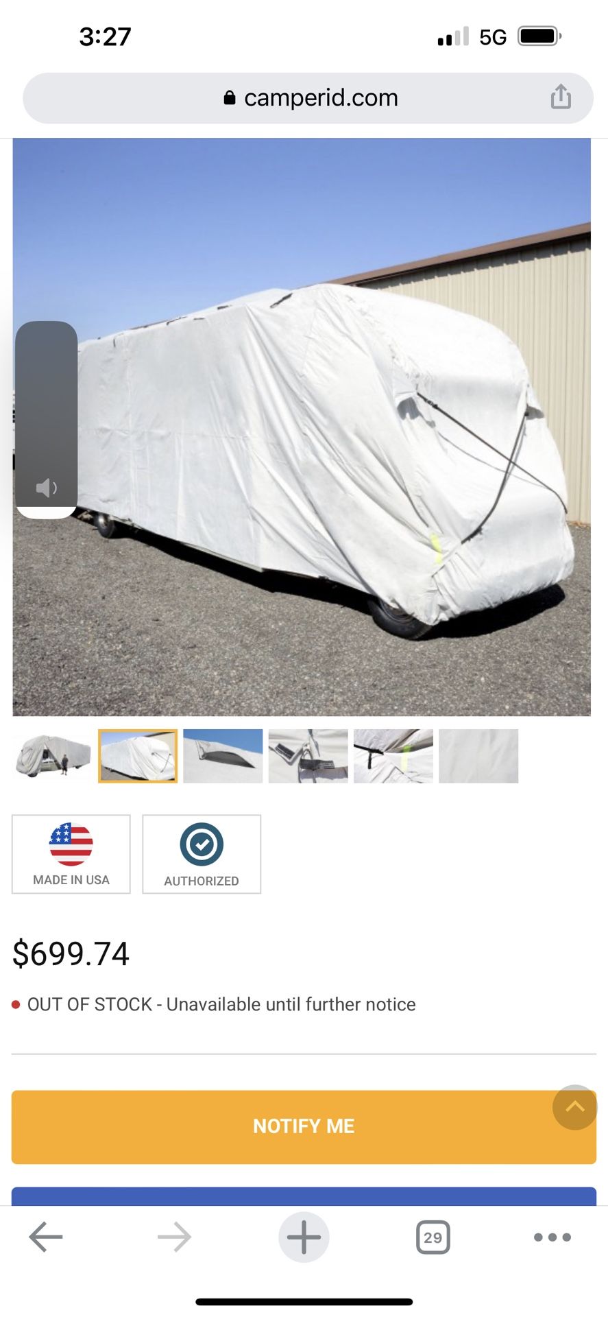 Budge® RVRP-34 - Premier™ Class C Motorhome Cover (Gray, Up to 33')