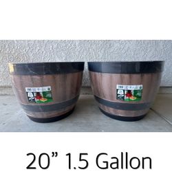 Vigoro 20" Reedley Barrel Planter – Set of 2