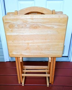 3 Solid Wood TV Trays 