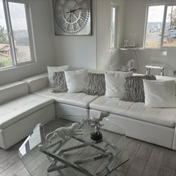 Sectional Faux Leather Modern White  Couch for Sale 