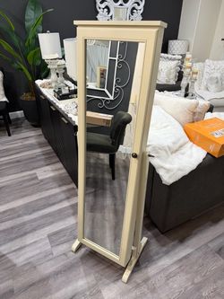 Standing Mirror Jewelry Armoire Cabinet storage for rings necklaces bracelets etc