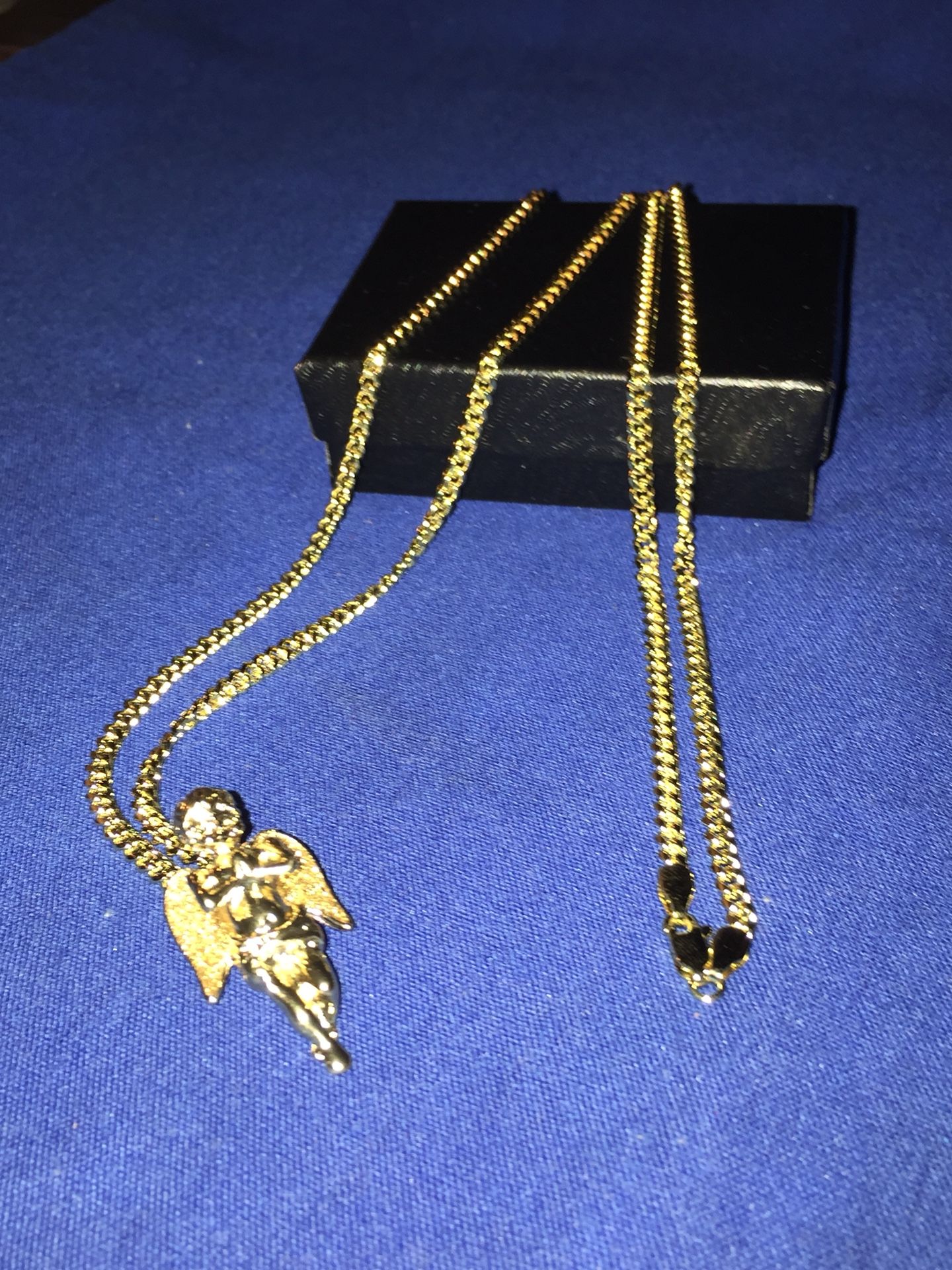 22Inch 14K Gold Chain W/ Angel pendent”