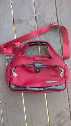 Red Nylon Crossbody Handbag with Shoulder Strap