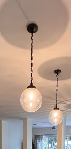 Pottery Barn Calhoun Clear Glass Globe Pendant Lights