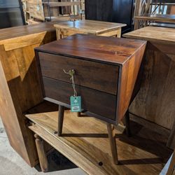 Two Drawer Mango Wood End Table