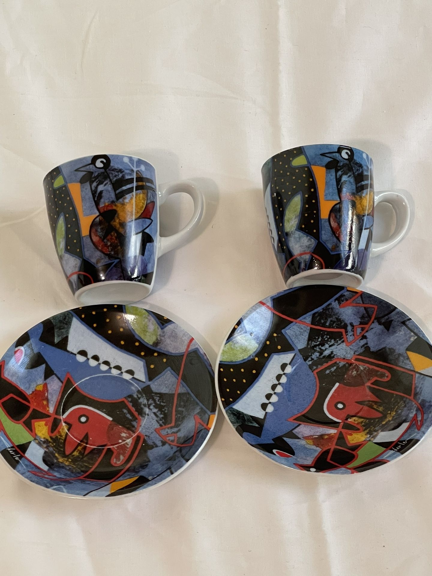 Cafe Najjar Limited Edition Abstract Expresso Cup And Saucer Set of 2
