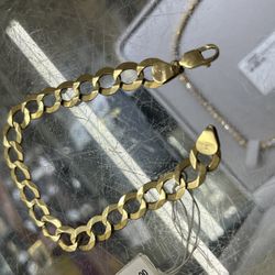 14kt 14 k gold oro solido solid curb link bracelet 9” manilla