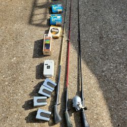 fishing lot equipment rods reel line