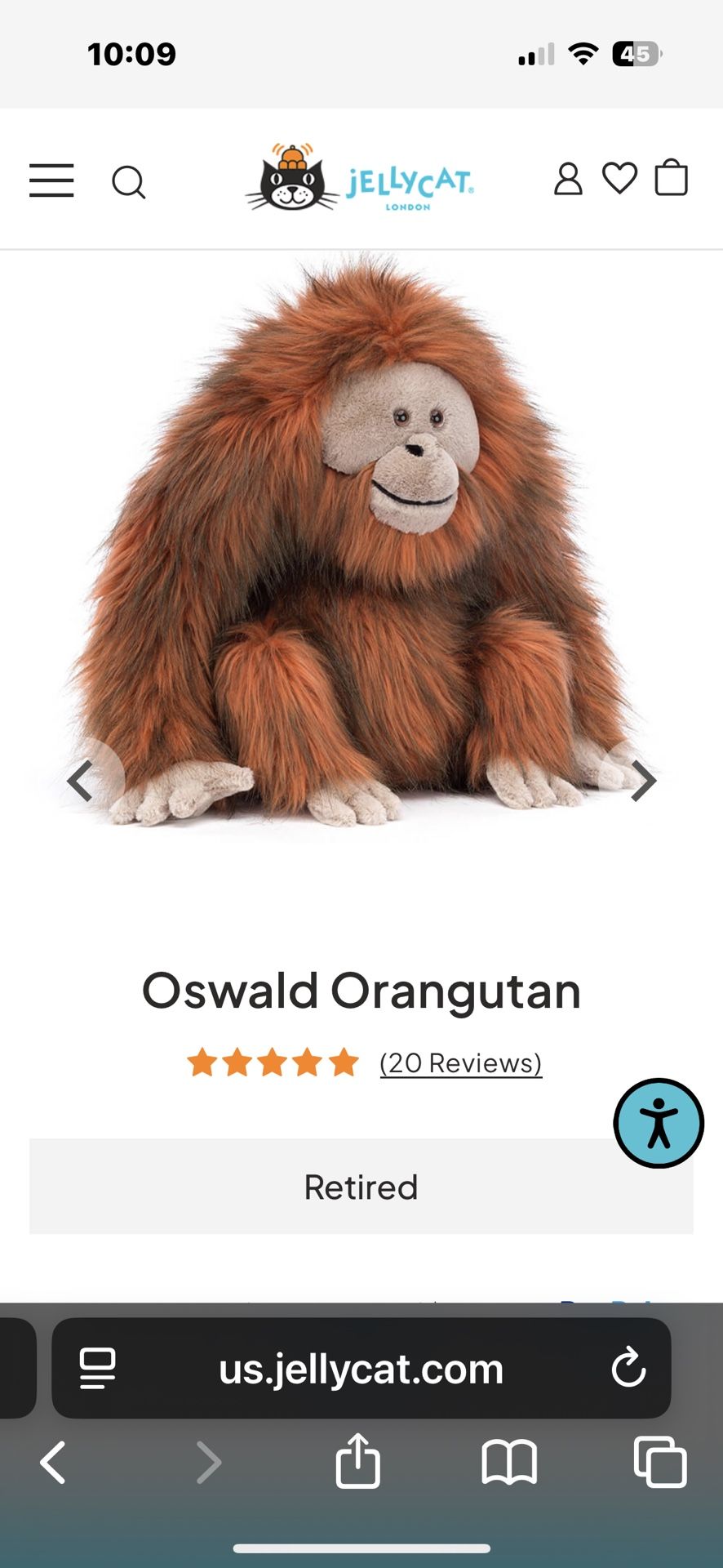 Oswald The Orangutan By Jellycat