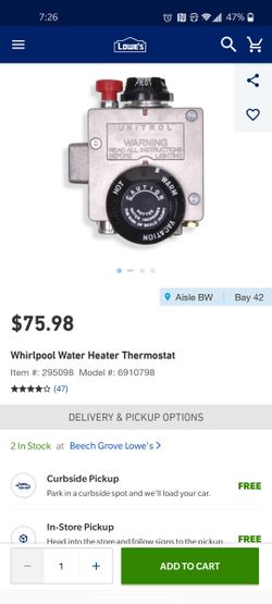 Whirlpool water heater thermostat