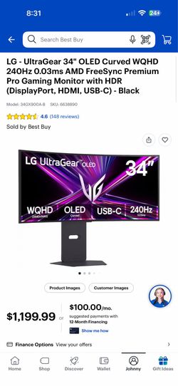 LG - UltraGear 34" OLED Curved WQHD 240Hz