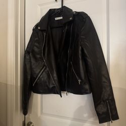 American Tall Black faux Leather Moto Jacket size xl tall