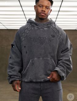 YoungLA Vintage washed Grey Batman hoodie size Medium