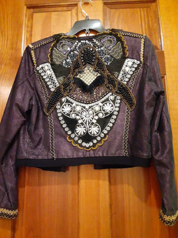 Nwots Purple Leather Handmade Jacket M/L