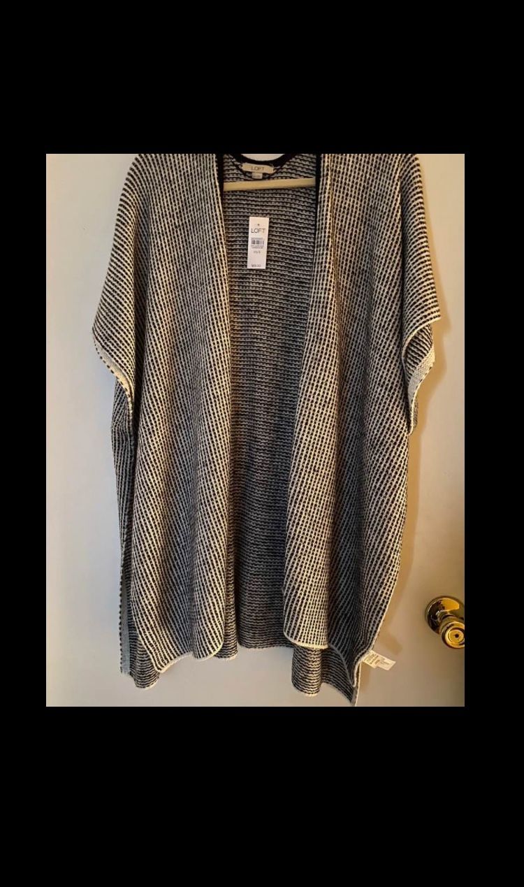 Geo Texture Wrap Poncho Shawl - Grey Multi Color