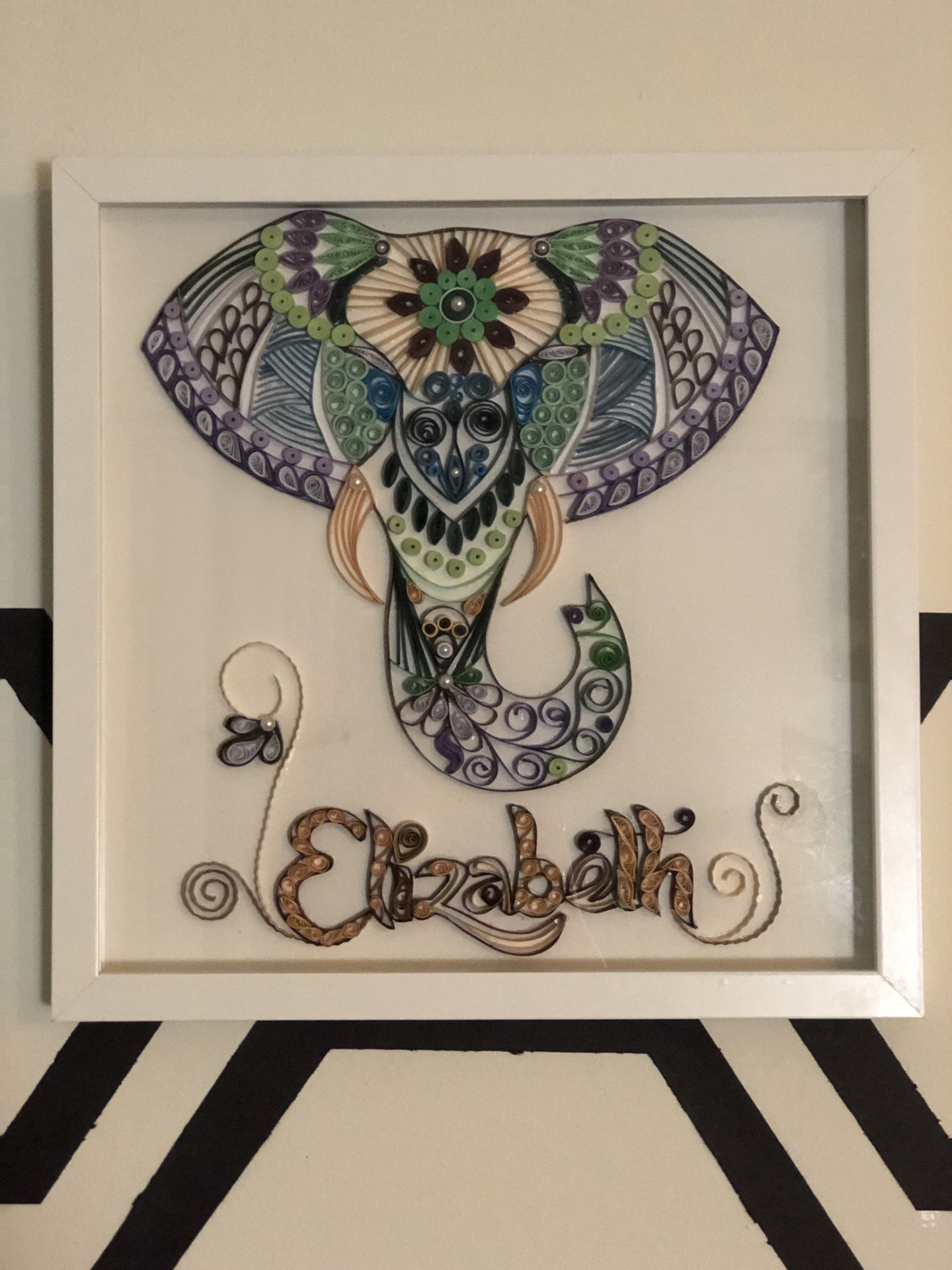 Elephant wall decor personalized with kids name or initials