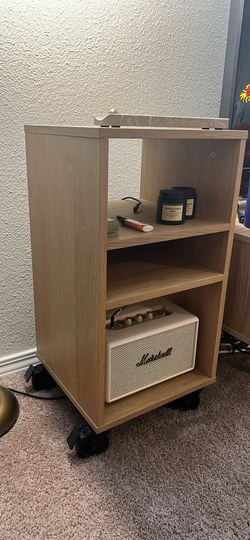 Rolling Wood Utility Cart with Shelves