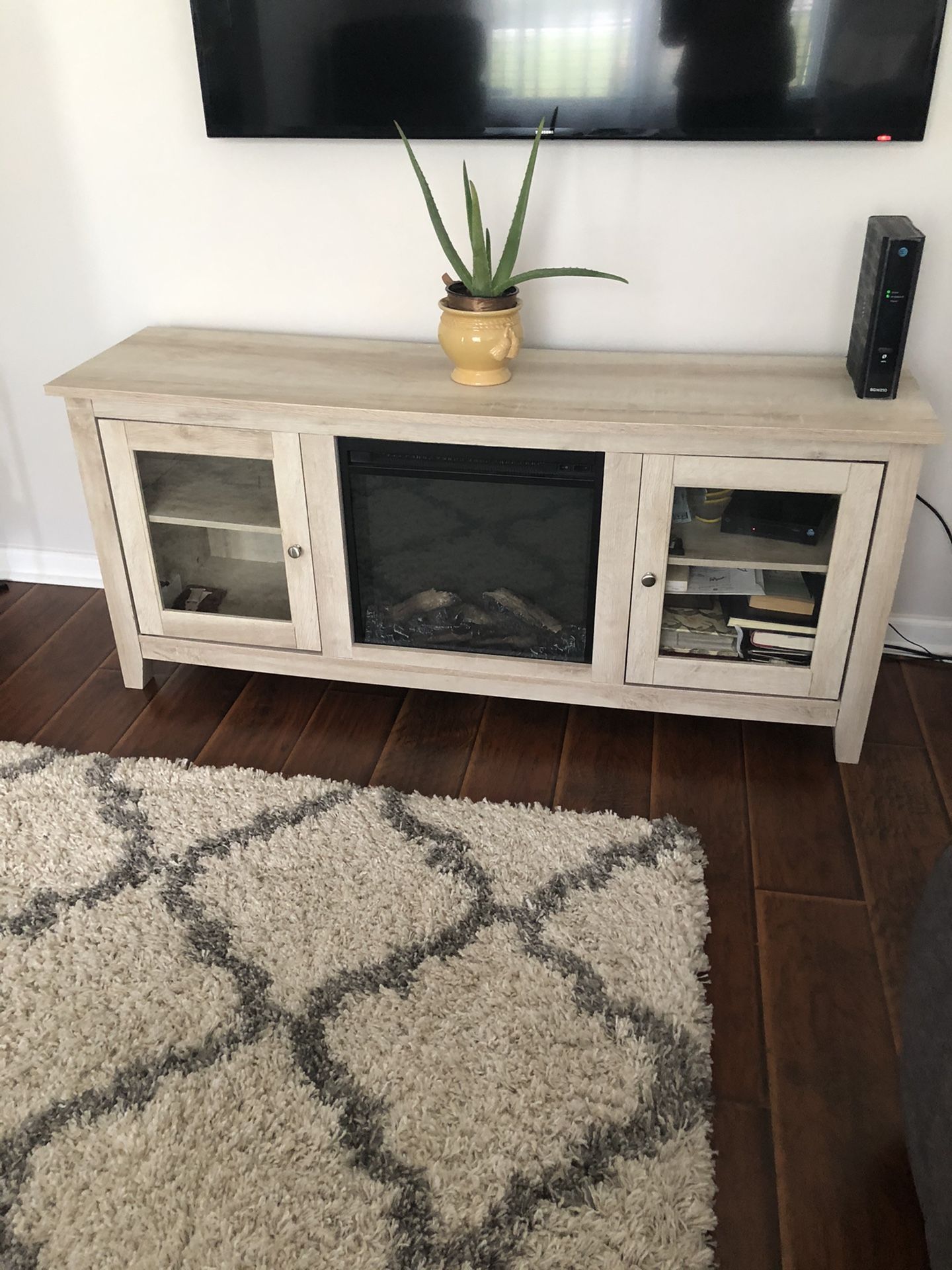 TV console with fireplace