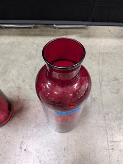 Tall Burgundy Glass Vase with Flared Neck