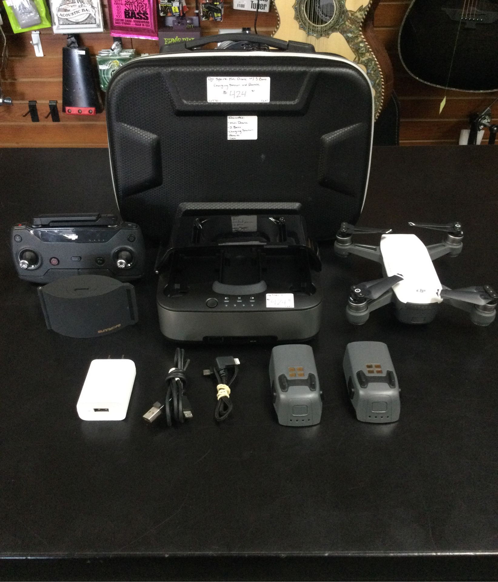 DJI Spark MM1A Mini Drone W/ 3 Batteries, Charging Station, Remote & Case