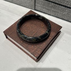 Jade Bracelet, Good Luck Round Jade Bangles with Jewelry Box 