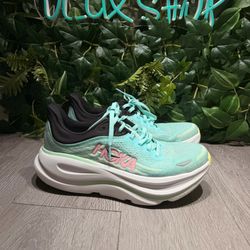 HOKA One One Women's Bondi 9 Mint Green Flourite Athletic Sneakers Size 8  B