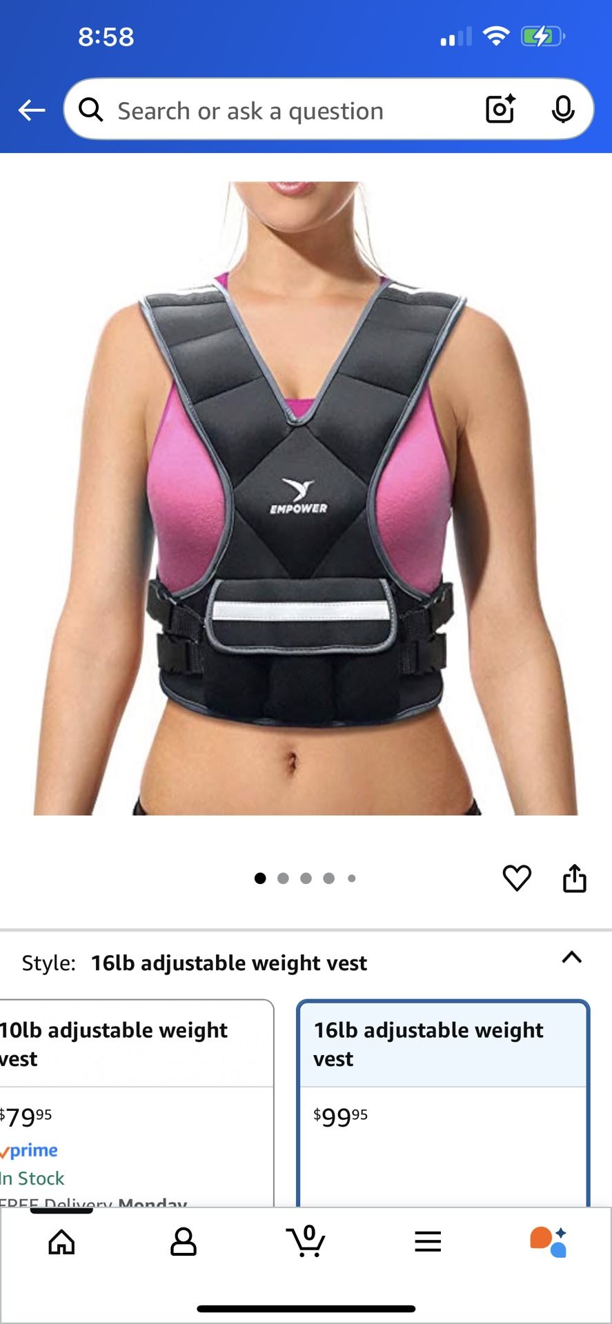 Empower Weighted Walking Vest for Women – Strengthen Muscles, Boost Bone Health, and Burn More Calories (fixed 8lbs, adjustable 4-10lbs or 10-16lbs)