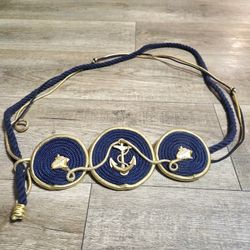 1980s Arlene Ogene Metal Cruise Ship Anchor Corded Tie Belt Dallas, Texas