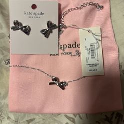 Kate Spade Bow Earrings And Necklace (New With Tags)