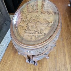 Oriental Hand Carved Coffee Table w/6 stools