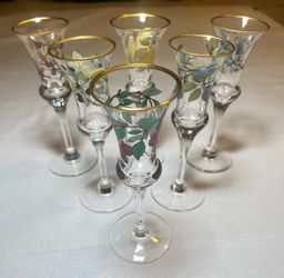Vintage Spiegelau Waldbeere Gold Rim Cordial Goblets Set of 6 Mixed Wild Berry