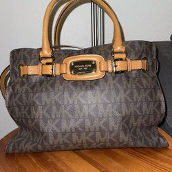 Michael Kors Hamilton MK Logo Brown Satchel